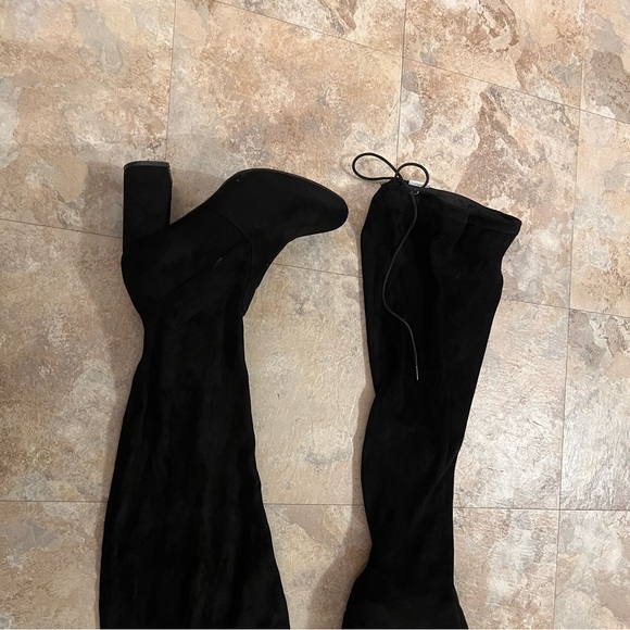 Black Suede Thigh High Boots - Picture 1 of 2